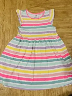 H&M オーガニックコットン ストライプ ノースリーブワンピース　120センチ