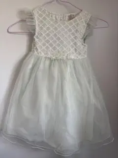 プティマイン　薄いグリーンブルーのフリルワンピース