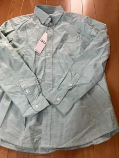 新品　メンズ　L 長袖　オックスフォードシャツ　GU 綿100% グリーン