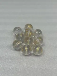 《天然石》粒売り　金彫り　七梵字　天然水晶　12mm 　10粒