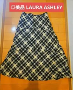 ◎美品 ローラアシュレイ ウール スカート ブラック チェック M
