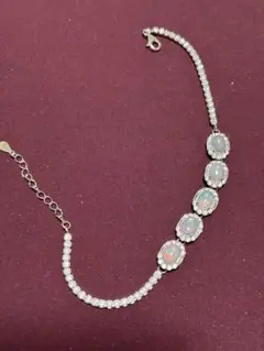 □アンティーク opal オパール ジュエリーブレスレット 銀刻印□大幅 