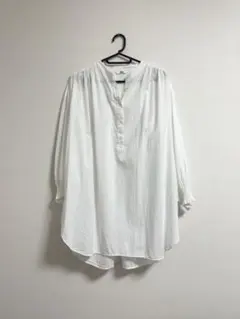 ユニクロ バンドカラー ロングシャツ チュニック M オーバーサイズ