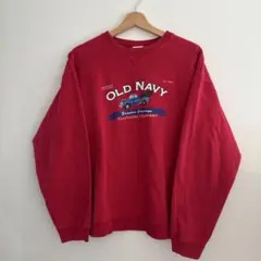 オールドネイビー 古着 スウェット 赤 L フロントロゴ アメ車 ビンテージ