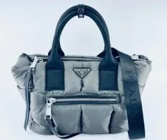 PRADA グレー ショルダーバッグ テスートボンバー 2WAY