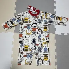 新品タグ付き PEANUTS スヌーピー総柄 長袖ロンパース 80