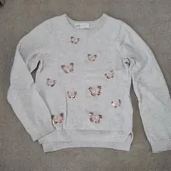 H&M グレー 蝶々スパンコールセーター CN120/US4-6
