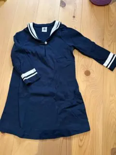 プチバトー　ネイビー セーラー襟 ワンピース　24m/86㎝