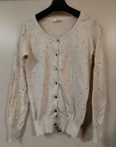 ［レア］mysty woman ドット模様 カーディガン 長袖　アイボリー　S位