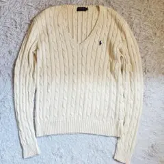 美品 ポロラルフローレン ケーブルニット アイボリー L