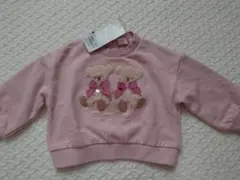 メゾピアノ mezzo piano クマ刺繍 ピンク トレーナー