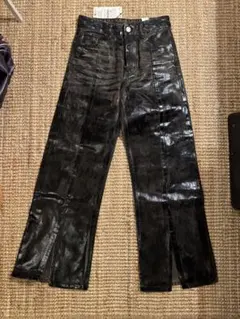 新品　ZARA コーティング　スリット　デニム　ブラウン　ブラックのサムネイル