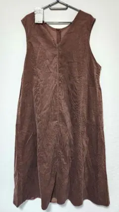 サマンサモスモス　コーデュロイ前後着ジャンパースカート　ブラウン　フリーサイズ