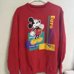 Disney ミッキー スウェット 赤 ディズニーランドパリ　ディズニー古着