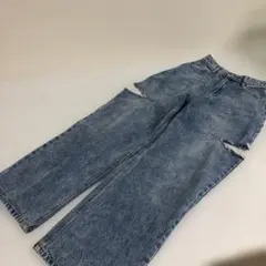 GRL ダメージデニムパンツ　ハイウエストワイドパンツ　ジーパン　Sサイズ