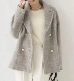 ☆新品タグ付き☆ EMMA ラメシャギースライバーコート グレー
