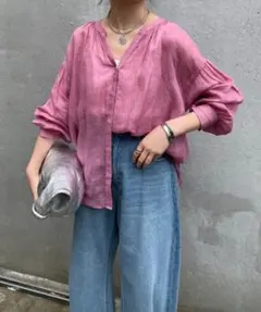 Loungedress リネンバックタイシャツ ピンク - メルカリ