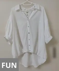 FUN　バックレースアップ 半袖シャツ ホワイト　ブラウスのサムネイル