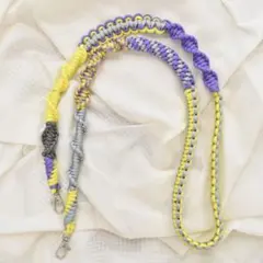 パラコード　スマホショルダー　ストラップ　黄色　イエロー　紫　パープル　グレー