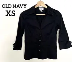 OLD NAVY ブラックシャツ【XS】小さいサイズ　ストレッチ　Vネック