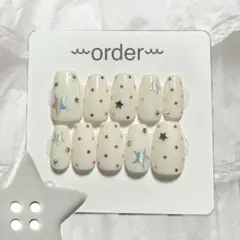 【オーダー専用ページ】 ネイルチップ つけ爪 韓国 ドット 星 ウィッシュコア