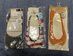 ソックス3足セット 黒・白・オレンジ　クッション付き