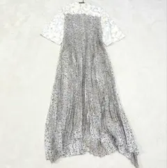 美品◆ Plan C 異素材切替 総柄プリーツワンピースのサムネイル