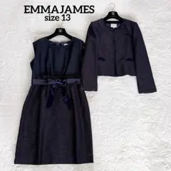 極美品✨【EMMAJAMES】ツイードノーカラージャケット ワンピース 13号