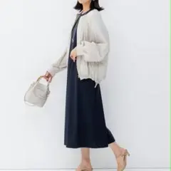 美品✨️23区 ナイロン2WAYストレッチ ノーカラー ブルゾン