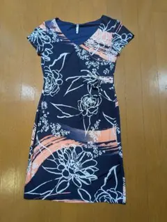 パープルレイン花柄ワンピース ネイビー