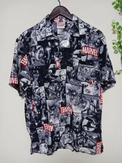 新品 MARVELマーベル アメコミ 総柄 半袖 アロハシャツM レーヨンシャツのサムネイル