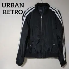 URBAN RETRO【M】ラインデザイン ボンバージャケット ブラック 黒