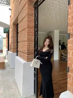 セクシーシンプル✨レースタイトワンピース❤️春デートにピッタリ　韓国