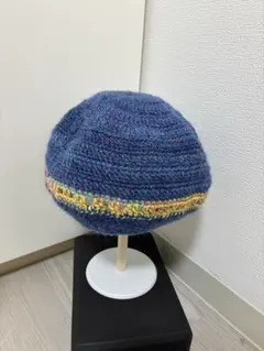 ハンドメイド　ベレー帽　ブルー✖︎きいろ