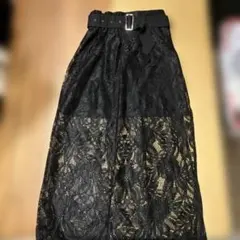 ブラックレースマキシスカート　サイドスリット
