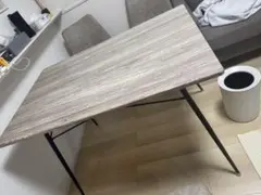 木製のブラウン長方形ダイニングテーブル。 昇降式 - メルカリ