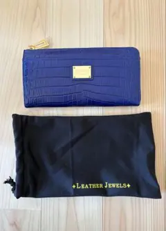 【未使用品】LEATHERJEWELS 長財布　クロコ　ブルーのサムネイル
