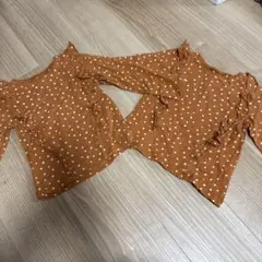 next オレンジ ドット柄 フリル 長袖カットソー 104cm ２枚セット