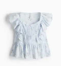 新品未使用タグ付き　H&M DIVIDED 花柄 フリルトリム コットンブラウスのサムネイル