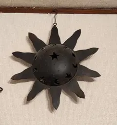 太陽　壁飾り　銅板　キャンドルライト　アンティーク