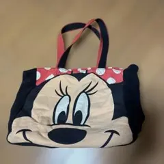 ミニーマウス トートバッグ 黒と赤　マチつき
