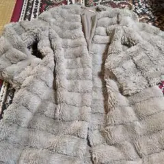 ☘️ANNE COQUINE フェイクファー ノーカラー コート　L