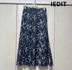 IEDIT ネイビー　Mサイズ プリント柄ロングスカート　夏秋春