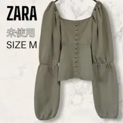 【未使用】 ZARA スクエア ネック リブ ニット トップス ショート丈