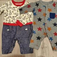 2着セット スヌーピー柄と星柄ロンパースセット　80cm