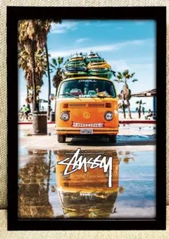 89 stussy アートポスター　アメリカンレトロ　額付き