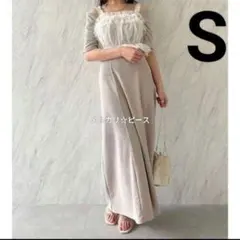 ダズリン チュール袖ワンピ S ベージュ ガーリー 上品 夏 量産 現場 高見え