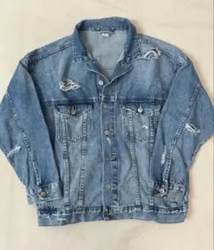ダメージデニムジャケット ライトブルー
