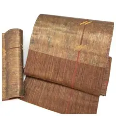 美品　◇作り帯◇　正絹　銅色　茶　お太鼓柄　二重太鼓　二部式　付け帯