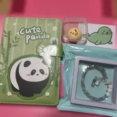 Cute Panda ノート・チャーム・ミニフィギュア セット